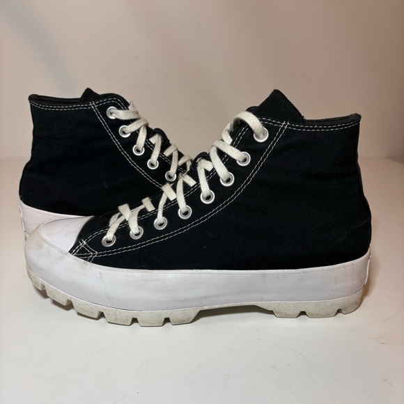Converse Chuck Taylor All Star Lugged High Women’s Size 10 Black White Platform - Picture 4 of 10
